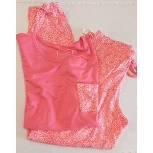 Charter Club Intimates Pink Floral Jogger  Pant T 2 Pc Pajama Set Women's Sz XS